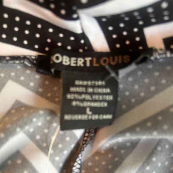 Robert Louis Black/White Zig Zag Polka Dot Open blazer, size L - Picture 5 of 5